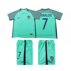 Camisola Portugal Cristiano Ronaldo 7 2016 Retro Criança Equipamento Segundo Manga Curta